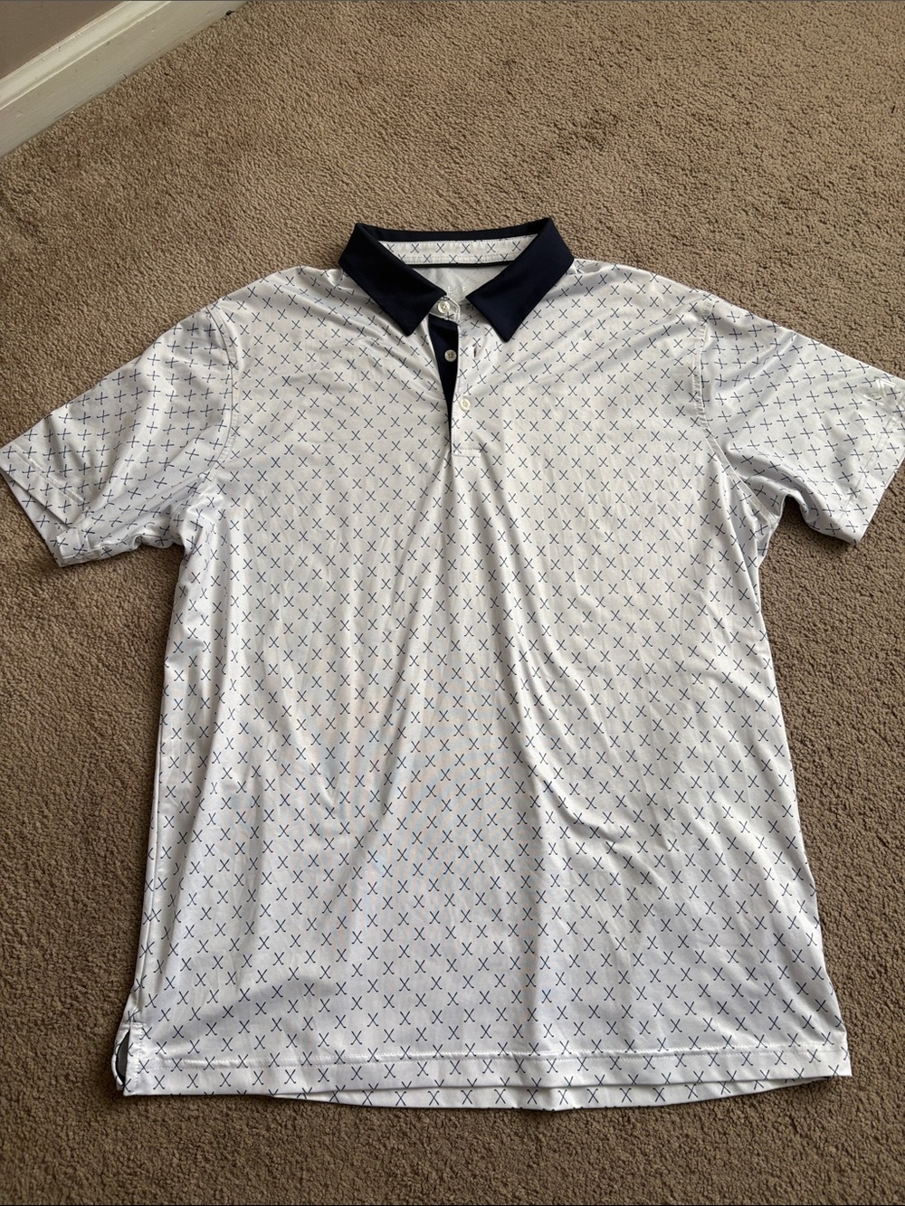 Men's White Polo with Navy Contrast Collar